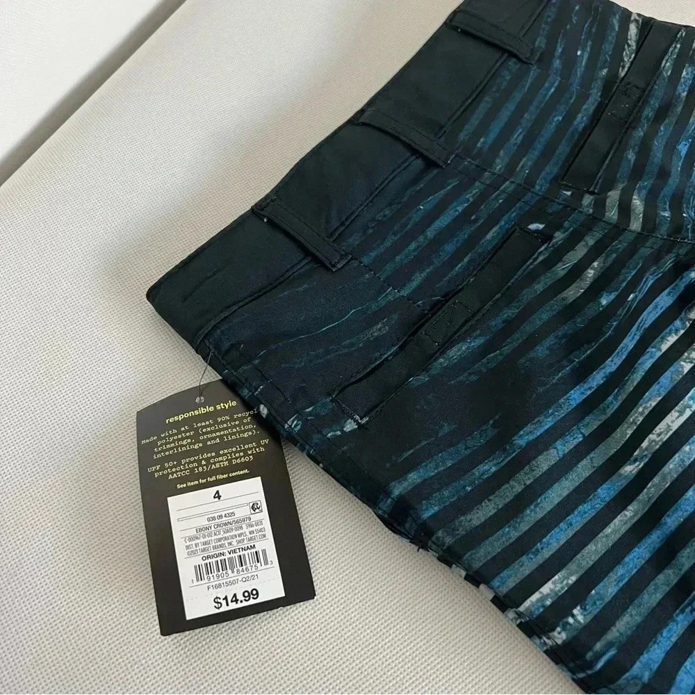 Art Class Striped Hybrid Swim Shorts Size 4 Boys Kids Black Tie Dye